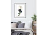 Bild QUEENCE "J", gold (farbe rahmen: schwarz, farbe bild(er): goldfarben), B:50cm H:70cm, Acrylglas, Holz, Papier, Bilder, Bild, HD Premium Poster-Druck inkl. Holzrahmen