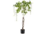 Kunstbaum CREATIV GREEN "Weißer Blauregen", weiß, H:115cm, Kunststoff, Kunstpflanzen, Kunstbaum, mit geflochtenem Stamm