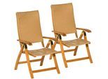 Gartenstuhl MERXX "Capri", beige (natur), B:61cm H:113cm T:69,5cm, Massivholz, Rattan, Stühle, Gartenstuhl, 2er Set, Akazie/Polyrattan, klappbar, natur