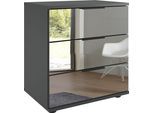 Nachtkommode WIMEX "Saigon", grau (graphit, spiegel), B:52cm H:58cm T:38cm, Holzwerkstoff, Sideboards, Nachtkommode, mit 3 Schubladen, wahlweise Glas-oder Spiegelfronten