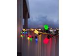 KONSTSMIDE LED-Lichterkette, schwarz, Dioden 40 Stk. Flammen 40 Stk., Kabellänge 10m x Gesamtlänge 19,75m, Lichterketten, LED Biergartenkette, opal, 40 bunte Birnen / 80 warm weiße Dioden, LED-Lichterkette