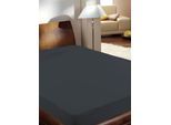 Spannbettlaken PRIMERA "Luxus-Satin", schwarz, B:150cm L:200cm, Satin, Obermaterial: 100% Baumwolle, Bettlaken, Spannbettlaken, in hochwertiger Qualität