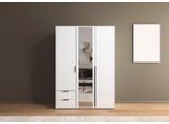 Drehtürenschrank RAUCH "Kleiderschrank Schrank Garderobe Wäscheschrank NAGATA mit Spiegel", weiß (alpinweiß), B:140cm H:194cm T:53cm, Holzwerkstoff, Schränke, Drehtürenschrank, und Schubladen sowie Stangengriffen TOPSELLER MADE IN GERMANY
