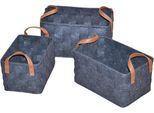 Organizer, grau, Polyester, Polyurethan, HOFMANN LIVING AND MORE, Aufbewahrungsboxen, Organizer, in Filzoptik, mit Tragegriffen aus Kunstleder