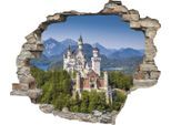 Wandtattoo QUEENCE "Schloss", bunt, B:60cm H:50cm T:0,1cm, Wandtattoos, Wandtattoo, Wandsticker, Wandbild, selbstklebend, 3D, Wanddurchbruch