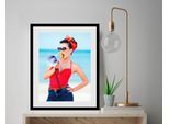 Bild QUEENCE "Lifeguard", rot (farbe rahmen: schwarz, farbe bild(er): rot), B:50cm H:70cm, Acrylglas, Holz, Papier, Bilder, Bild, HD Premium Poster-Druck inkl. Holzrahmen