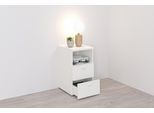 Nachtkonsole FMD "Suva", weiß, B:35cm H:60cm T:40cm, Holzwerkstoff, Sideboards, Nachtkonsole, Nachttisch m. 2 Schubkästen und offenem Fach