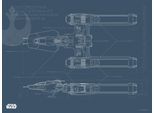 Bild KOMAR "Star Wars EP9 Blueprint Y-Wing", schwarz-weiß (farbe bild(er): schwarz, weiß), B:40cm H:30cm, Holz, Papier, Bilder, Bild, Wandbild zur Dekoration im Kinderzimmer - ohne Rahmen