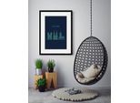 Bild QUEENCE "Cologne Sightseeing", blau (farbe rahmen: schwarz, farbe bild(er): blau), B:50cm H:70cm, Acrylglas, Holz, Papier, Bilder, Bild, HD Premium Poster-Druck inkl. Holzrahmen
