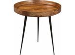 Beistelltisch SIT "This&That", braun (nussbaumfarben), B:60cm H:62cm T:60cm, Tische, Beistelltisch, mit Tablett aus Mangoholz in drei Farben