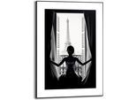 Bild mit Rahmen REINDERS "Paris Balcony", schwarz (farbe rahmen: schwarz, farbe bild(er): schwarz, weiß), B:50cm H:70cm T:1,6cm, MDF, Bilder, Bild mit Rahmen
