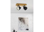 EGLO Deckenspot "GATEBECK Strahler, Stahl und Holz, E14, IP20, Wohnzimmerlampe, Lampe", beige (natur schwarz), 2, Ø 0cm H: 20,5cm, 1 Stk., Leuchten, Spot, Flurlampe, L36 x B11 x H20,5 cm, natur, schwarz, 2X40W exkl., Deckenspot