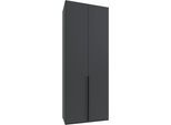 Kleiderschrank WIMEX "Mugano,in 5 Breiten,2 Höhen,2 Tiefen, viele Farben, Made in Germany", grau (grafit, griffe schwarz), B:90cm H:236cm T:40cm, Holzwerkstoff, Schränke, Kleiderschrank, mit langen Griffen aus Metall, mit oder ohne Spiegel