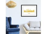 Bild QUEENCE "Munich Goldstadt", gold (farbe rahmen: schwarz, farbe bild(er): goldfarben), B:70cm H:50cm, Acrylglas, Holz, Papier, Bilder, Bild, HD Premium Poster-Druck inkl. Holzrahmen