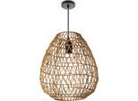 PACO HOME Pendelleuchte "KAGEEG", braun, Ø 30cm H: 33cm, Leuchten, Korb Hängeleuchte Rattan Optik Boho Esszimmerlampe E27 Skandi, Pendelleuchte