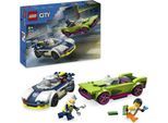 Konstruktionsspielsteine LEGO "Verfolgungsjagd mit Polizeiauto und Muscle Car (60415), LEGO City", bunt, Spielbausteine, Kinder, Kunststoff, Konstruktionsspielsteine, Made in Europe