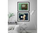 Bild QUEENCE "Vinyl", schwarz (farbe rahmen: schwarz, farbe bild(er): schwarz), B:50cm H:40cm, Acrylglas, Holz, Papier, Bilder, Bild, HD Premium Poster-Druck inkl. Holzrahmen