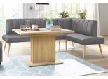 Eckbank EXXPO - SOFA FASHION "Costa, moderne Rückensteppung, bequem und elegant, hoher Holzfuß", grau (delfin), B:157cm H:92cm T:245cm, Webvelour: 100% Polyester, Sitzbänke, Eckbank, hochwertig verarbeitet, Frei im Raum stellbar