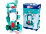Kinder-Besenwagen KLEIN "Leifheit Putzwagen mit Zubehör", blau (türkis, grau), Spielzeug-Haushaltsgeräte, KinderB:29cm H:60cm T:24cm, Kunststoff, Kinder-Besenwagen, leicht zu montieren, Made in Germany, B:29cm H:60cm T:24cm