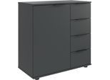 Kombikommode WIMEX "Tilburg, 81x43x83cm, Made in Germany", grau (grafit), B:81cm H:83cm T:41cm, Holzwerkstoff, Sideboards, Kombikommode, mit schwarzen Metallgriffen, Stauraum hinter 1 Tür und in 4 Schubladen