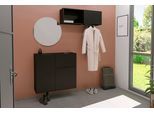 Garderobe FMD "Dark", schwarz, B:99,1cm H:33cm T:27,2cm, Holzwerkstoff, Garderobenpaneele, Garderobe, Garderobenregal mit Kleiderstange, Breite ca. 99 cm