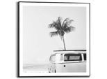 Poster REINDERS "Vintage VW Bully", schwarz (farbe bild(er): schwarz, weiß), B:50cm H:50cm T:1,6cm, MDF, Bilder, Poster