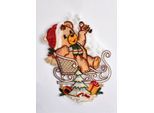Fensterbild STICKEREIEN PLAUEN "Teddy auf Schlitten", bunt, B:21cm H:30cm, Polyester, Fensterbilder, Fensterbild
