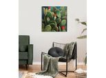 Leinwandbild QUEENCE "Cactus de Felanitx", grün (farbe bild(er): grün), B:90cm H:90cm, Holzrahmen, Leinwand, Bilder, Leinwandbild, Premium-Leinwandstoff, Handarbeit aus Deutschland