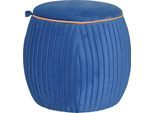 Stauraumhocker HOME AFFAIRE, blau, B:49cm H:46cm T:49cm, Samtbezug 100% Polyester, Hocker, Stauraumhocker