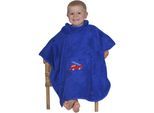 Badeponcho WÖRNER "Feuerwehr royalblau", blau (royalblau), L:60cm, Frottier, Hausmäntel, Badeponcho, maschinenwaschbar, trocknergeeignet