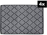 Badematte DONE. "DAILY SHAPES Boho 4er-Set", schwarz, H:5mm, Baumwolle, Badematten, Badematte, Badvorleger aus 100% Baumwolle, Jacquardgewebt