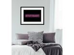 Bild QUEENCE "STUTTGART LIGHTS", schwarz (farbe rahmen: schwarz, farbe bild(er): schwarz, grün), B:70cm H:50cm, Acrylglas, Holz, Papier, Bilder, Bild, HD Premium Poster-Druck inkl. Holzrahmen
