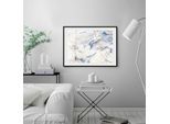 Bild QUEENCE "Aladin", blau (farbe rahmen: schwarz, farbe bild(er): blau), B:50cm H:40cm, Acrylglas, Holz, Papier, Bilder, Bild, HD Premium Poster-Druck inkl. Holzrahmen