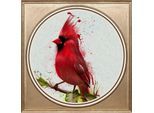 Acrylglasbild QUEENCE "Roter Vogel", bunt (farbe bild(er): bunt), B:40cm H:40cm T:3cm Ø:56,57cm, Bilder, Acrylglasbild, Fine Art-Print in Galeriequalität