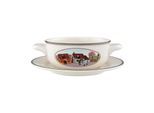 Schale VILLEROY & BOCH "Suppentasse mit Untertasse Design Naif 450 ml bunt", bunt, Schüsseln, Schale