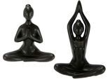 Dekofigur I.GE.A. "Yoga-Frau", schwarz, B:16cm H:17cm, Keramik, Dekofiguren, Dekofigur, 2er Set, Yogafigur, Yogaskulptur