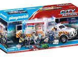 Konstruktions-Spielset PLAYMOBIL "Rettungs-Fahrzeug: US Ambulance (70936), My Action Heroes", weiß, Spielbausteine, Kinder, Kunststoff, Konstruktions-Spielset, mit Licht- und Soundeffekten, Made in Germany