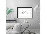 Bild QUEENCE "Hello", weiß (farbe rahmen: schwarz, farbe bild(er): weiß), B:70cm H:50cm, Acrylglas, Holz, Papier, Bilder, Bild, HD Premium Poster-Druck inkl. Holzrahmen