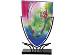 Tischvase CASABLANCA BY GILDE "Vase oval Cool blau; pink H. 49 cm", bunt (blau, pink), B:30cm H:49cm T:10,5cm, Glas, Metall, Vasen, Tischvase