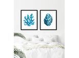 Bild QUEENCE "Angelika", blau (farbe rahmen: schwarz, farbe bild(er): blau), B:50cm H:70cm, Acrylglas, Holz, Papier, Bilder, Bild, HD Premium Poster-Druck inkl. Holzrahmen
