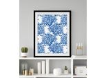 Bild QUEENCE "Marc", blau (farbe rahmen: schwarz, farbe bild(er): blau), B:40cm H:50cm, Acrylglas, Holz, Papier, Bilder, Bild, HD Premium Poster-Druck inkl. Holzrahmen