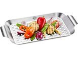 Grillpfanne GEFU "BBQ", silber (silberfarben), B:18,7cm H:2,5cm L:33cm, Pfannen, Grillpfanne