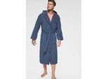Unisex-Bademantel KANGAROOS "Luke, ideal für Sauna & Spa, Hotelbademantel, Morgenmantel" Gr. S, blau (navy), L:120cm, Walkfrottee, Hausmäntel, Unisex-Bademantel, für Damen & Herren, Bademantel mit Kapuze & Logostickerei,S-2XL