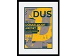Bild QUEENCE "DUS AIRPORT", gelb (farbe rahmen: schwarz, farbe bild(er): gelb), B:50cm H:70cm, Acrylglas, Holz, Papier, Bilder, Bild, HD Premium Poster-Druck inkl. Holzrahmen