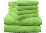 Handtuch Set DYCKHOFF "Brillant", grün (apfel), 6 Stk., Walkfrottee, Walkfrottee, Obermaterial: 100% Baumwolle, Handtuch-Sets, Handtuch Set, mit Streifenbordüre;4 Handtücher (50x100cm), 2 Duschtücher (70x140cm)