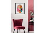 Bild QUEENCE "Klaas", bunt (farbe rahmen: schwarz, farbe bild(er): bunt), B:40cm H:50cm, Acrylglas, Holz, Papier, Bilder, Bild, HD Premium Poster-Druck inkl. Holzrahmen