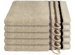 Waschhandschuh SCHIESSER "Skyline Color aus 100 % Baumwolle mit eleganter Streifenbordüre", beige (sand), B:16cm L:22cm, Frottier, Handtücher, Waschhandschuh, MADE IN GREEN by OEKO-TEX