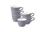 Espressotasse SELTMANN WEIDEN "Espressotassen Life Fashion 90 ml 6er Set", grau (elegant grau), 6 tlg., Porzellan, Trinkgefäße, Espressotasse