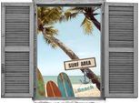 Wandtattoo QUEENCE "Surf Beach", bunt, B:80cm H:60cm T:0,1cm, Wandtattoos, Wandtattoo, Wandsticker, Wandbild, selbstklebend, 3D, Fenster
