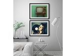 Bild QUEENCE "Prime Time", beige (farbe rahmen: schwarz, farbe bild(er): natur), B:50cm H:40cm, Acrylglas, Holz, Papier, Bilder, Bild, HD Premium Poster-Druck inkl. Holzrahmen